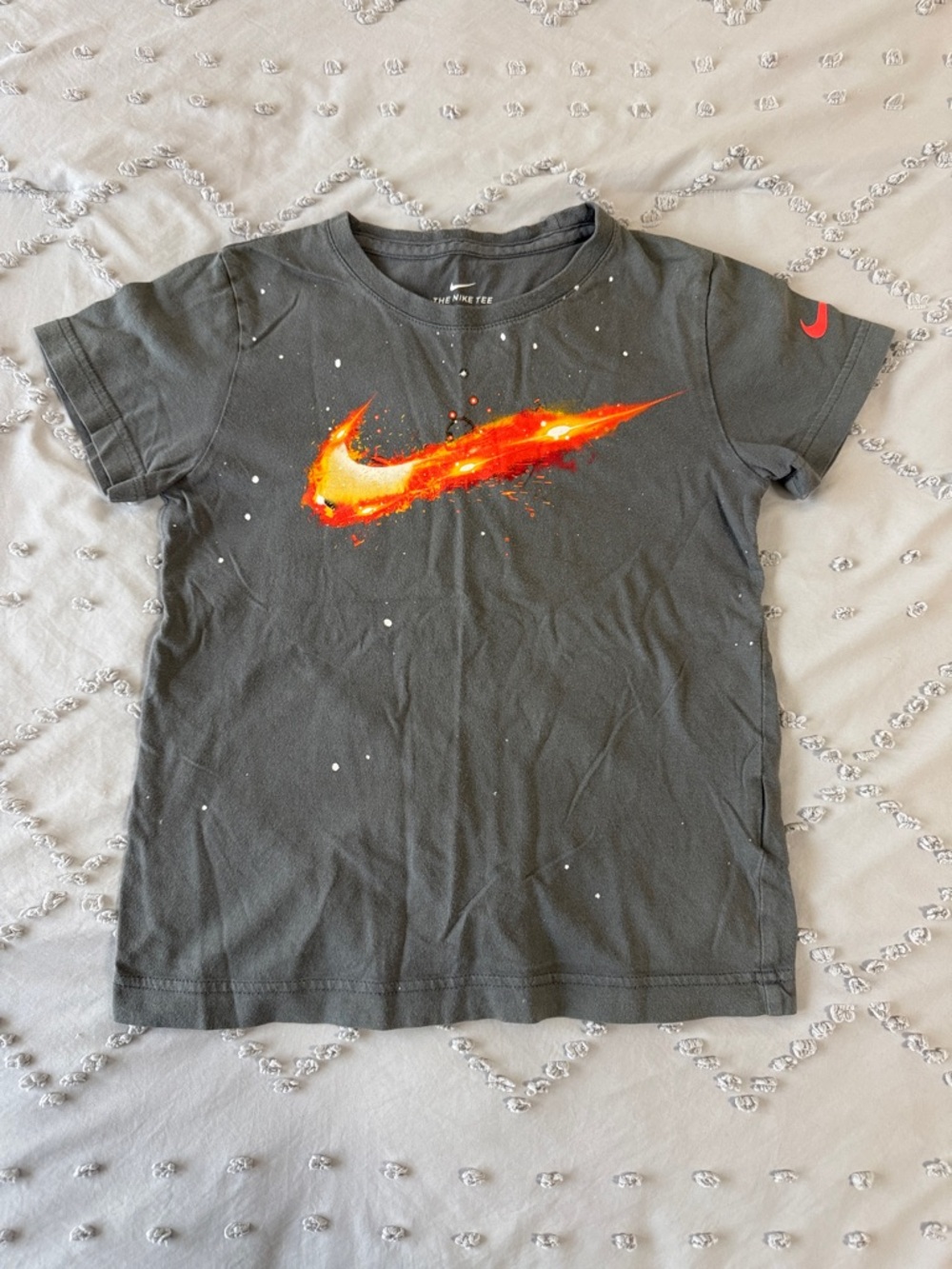Nike Boys Charcoal Tee with Fiery Orange Swoosh